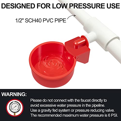 Chicken Waterer 12 Pack,Automatic Chicken Water Cup and 1/2" PVC Tee Fittings,Large Auto-Fill Chicken Waterer Cups,DIY Chicken Water Feeder, Coop Water Dispenser,Poultry Waterer Feeder Kit