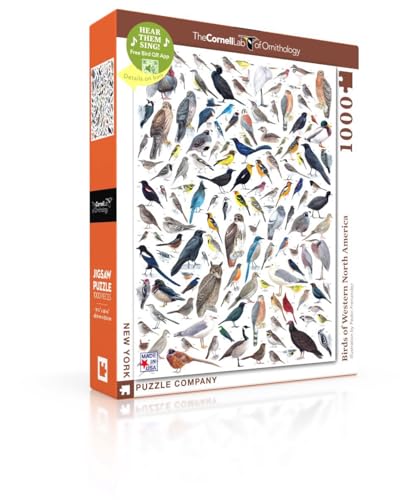 New York Puzzle Company - Cornell Lab Birds of Western North America - 1000 Piece Jigsaw Puzzle for Adults by Pedro Fernandes - color: Birds of Western North America 1000 Piece
