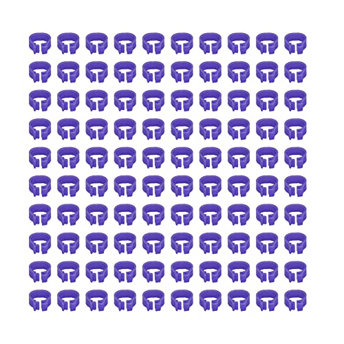 Omabeta 100PCS Reusable 8mm Pigeons Identification Leg Rings for Easy Dovecot Management and Marking, Lightweight Plastic Bands for Poultry Supplies (Purple) - color: Purple