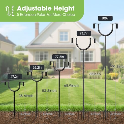 Bird Feeder Pole,Adjustable 47"-108" Heavy Duty Bird House Pole,Upgraded U-Shape Platform,4 Shepherd Hooks for Outdoor Garden & Yard - style: No Squirrel Proof & Tray