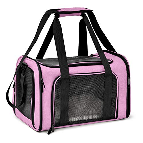 Henkelion Large Cat Carriers Dog Carrier Pet Carrier for Large Cats Dogs Puppies up to 25Lbs, Big Dog Carrier Soft Sided, Collapsible Travel Puppy Carrier - Large - Pink - color: Pink, size: 20.0"L x 13.0"W x 13.0"H