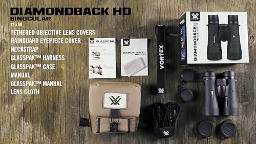 Vortex Diamondback HD 12x50 Binoculars | HD Optics, Tripod Adaptable, Waterproof, Fogproof, Shockproof, Included GlassPak - Unlimited, Unconditional Warranty - color: Green, size: 12x50