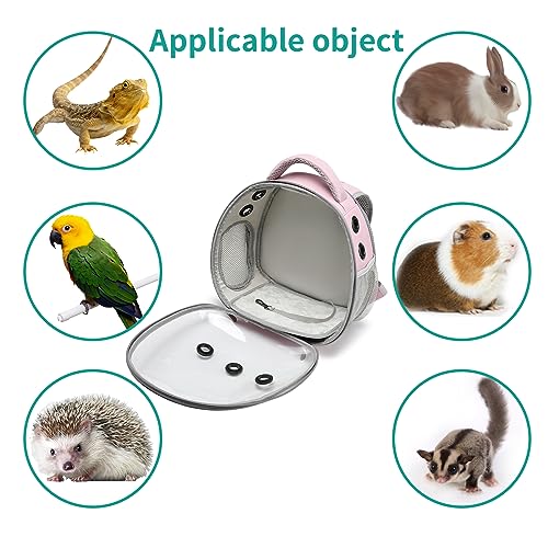 Portable Travel pet Backpack Carrier Hamster Bag Guinea Pig Bird Small Dog cat Turtle Carrier Rabbit Cage Squirrel Bearded Dragon Breathable Hangbag (Pink) - color: pink