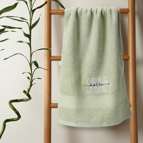 SmoothNovelty 2 Pcs Hello Spring Hand Towels for Bathroom Decor 14x29 Inch | Embroidered Bathroom Hand Towels, 100% Cotton, Soft Absorbent, Bless This Home, Bathroom Kitchen Decor - style: Hello Spring