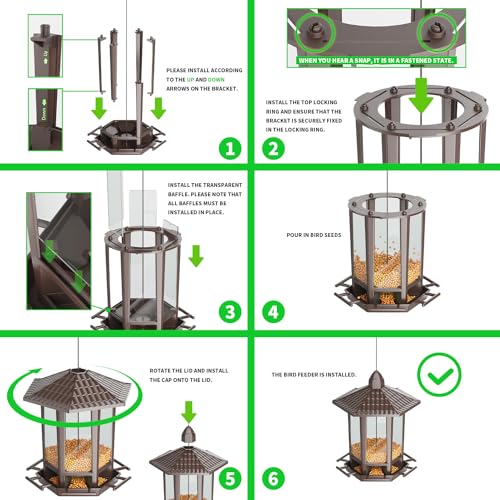 Birdream Hanging Bird Feeders for Outdoor, Fun Installation Pagoda Design Wild Birdfeeder, Attracting Wild Birds Sparrows Finch Cardinal Goldfinch Chickadee - Brown - color: Brown, size: 1 PACK