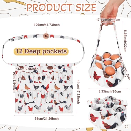 Egg Collecting Apron and Basket, 12 Pouches Chicken Egg Apron with 7 Pouches Basket, Aprons for Fresh Eggs - color: Style 2