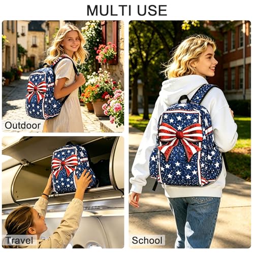 American Flag Star Backpack School Backpack Teens Bookbag for Girls Boys Hiking Camping Travel Sports - color: Star
