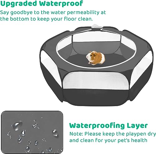Amakunft Small Animal Pop-Up Playpen with Mesh Cover, 47'' x 23.6'' x 15'' Chicken Brooder Box, Play Pen Indoor Outdoor for Guinea Pigs, Bunny, Rabbits, Ferrets, Chinchillas, Kittens | Indoor/outdoor, water-resistant, chicken brooder, travel playpen for r