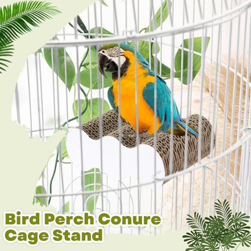 CroBlissful 2-Piece Bird Platforms for Macaws, Small Parakeets, Conures, Budgies; Brown Corrugated Paper; Bird Perch, Chew Toy, & Playground - size: Small