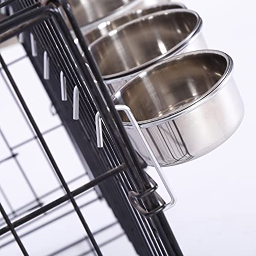 Youngy Dog Kennel Bowl Stainless Steel Hanging Food Water Bowl Crate Cup Pet Cage Bowls with Hanger for Bird Small Animals Stainless Steel Bowls Hanging