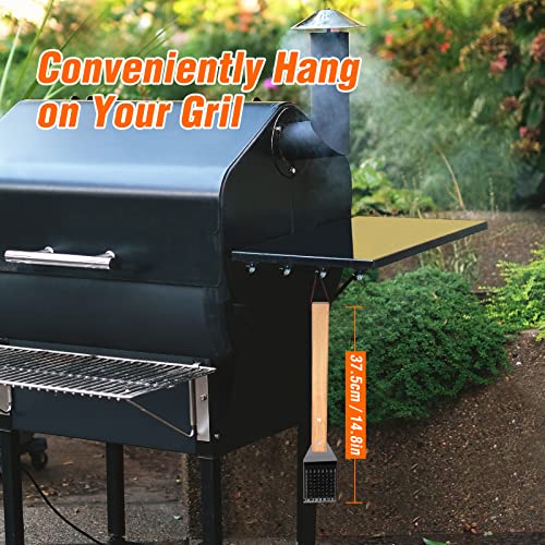 SIMPLETASTE Grill Brush and Scraper for BBQ | Durable & Effective, Replaceable Stainless Steel Head, Wooden Handle Wire Grill Brush, Outdoor Barbecue Accessory