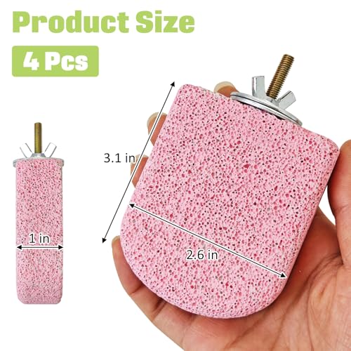 BNOSDM 4 Pcs Pink Bird Beak Grinding Stone Calcium Parrot Perch 3.1 * 2.6in - color: 4 Pcs- Pink (M+)