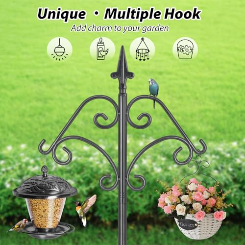 Bird Feeder Pole,Shepherds Hooks for Outdoors Heavy Duty,195cm Tall Hummingbird Feeder Stand Squirrel Proof,Bird House Pole and Hangers Feeding Station for Garden Wilds,1 Pack - size: 195cm -1 Pack