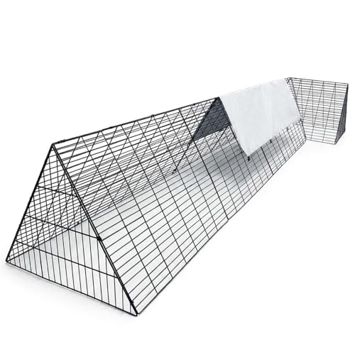 Heavy Duty Chicken Run Tunnel for Yard & Outdoor, Foldable Metal Poultry Run with Waterproof Cover, Easy to Setup Portable Coop for Chickens, Ducks, Rabbits & Geese