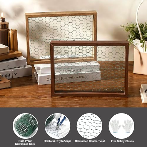 Floral Chicken Wire Roll, OLULU Galvanized Steel Chicken Wire Mesh for Crafts, 4 x 118 Inch Hexagonal Netting for Garden, Poultry & Yard