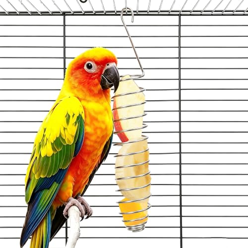 1 Pack Small Bird Millet Spray Holder & Snack Feeder - Hanging Parrot Treat Stand with Cuttlebone & Mineral Block for Beak Exercise, Metal Cage Accessories for Small Parrots & Parakeets Gifts