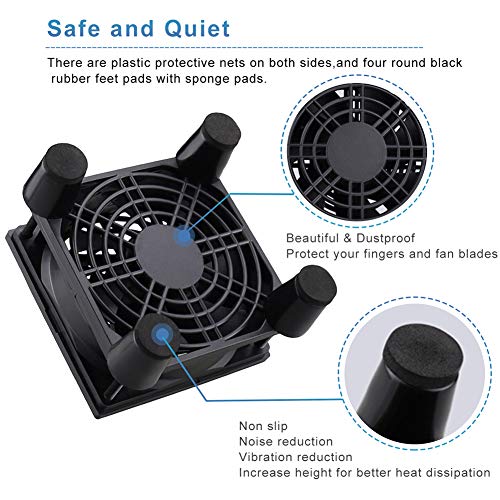 GDSTIME Quiet 80mm USB Computer Fan 5V USB Powered with 3 Speed Control | for Xbox, DVR, Router, Modem, Receiver, TV Box, Mini PC Cooling, L/M/H 3-Degree Speed Controller Included - size: 80mm USB Fan