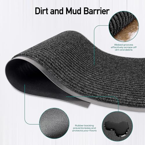 MaxMat® Extra Large Commercial Floor Mat, 3 x 5 Feet Heavy Duty, Waterproof, Low-Profile, Easy to Clean, Rubber Entry Mat (RIB0035BL, Black) - color: Black, size: 3 x 5 feet