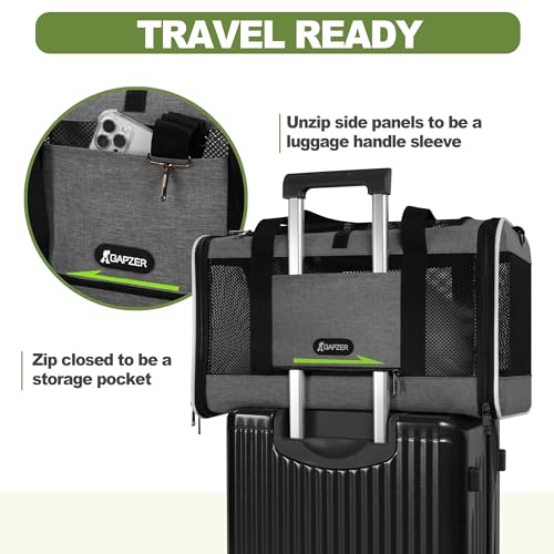GAPZER Cat Carrier 18x11x11 Top Load, Soft-Sided Pet Travel Bag Over 15 lbs | Collapsible Small Dog Puppy Crate 10 Pound, Small Animal Rabbit Kennel Carrying Case, Kitten Mesh Cage Medium Cat Under 25 lb - color: Grey