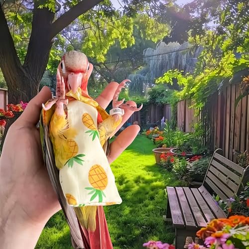 2 Pcs Bird Diapers Bird Harness Flight Suits Diapers with 80in Flying Leash Reusable Parrot Nappy with Waterproof Inner Layer for Cockatiel Budgie Conure Parakeet Lovebird-Apple&Pineapple
