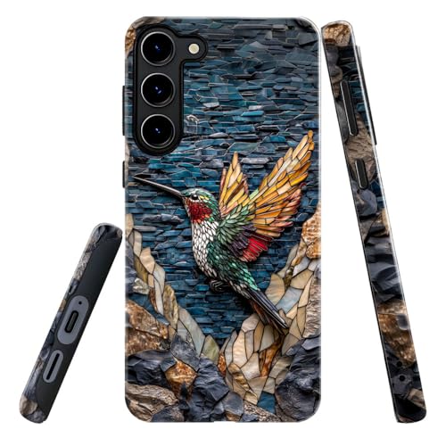 Compatible with Samsung Galaxy S23 Plus Case,Glossy Case All-Round Protection Shockproof Anti-Scratches TPU Cover,Cases for Man Woman-Hummingbird Stained Glass - color: Hummingbird Stained Glass, size: Galaxy S23 Plus