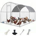 Metal Chicken Coop with Waterproof Curved Roof, 13.1×9.8×6.4ft | Thickened Steel Frame, Predator-Proof Wire, Weatherproof & UV Resistant Cover, Detailed Assembly Guide & Tool Kit - size: 157.2"L x 118.1"W x 76.8"H