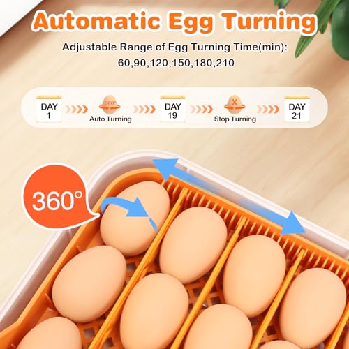 56 Egg Incubator, Incubator for Hatching Eggs with External Auto Water Refill, Auto Turner, LED Candler, Temperature Control, Incubator for Hatch Chick Duck Quail Poultry Home School Lab | with External Auto Water Refill, Auto Turner, LED Candler, Tempera