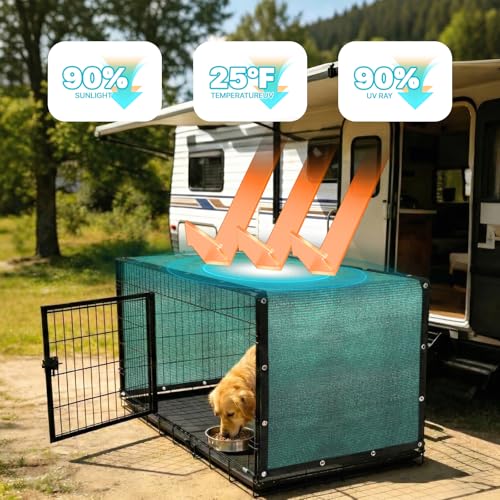 Amgo 90% UV Block Sun Shade Cloth for Dog Kennel Cover, 2' x 2' Green Pet Playpen Sunshade with Grommets, Durable Mesh Tarp for Crate, Patio, Stable,Chicken Coop & Outdoor Privacy Screen. - color: Green, size: 2' x 2' Custom Size