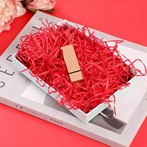 PEVOGON Red Easter Grass Filler Paper Shreds for Easter Basket Gift Packaging Filling Egg Stuffer Party Supplies Decoration, 200G - color: Red