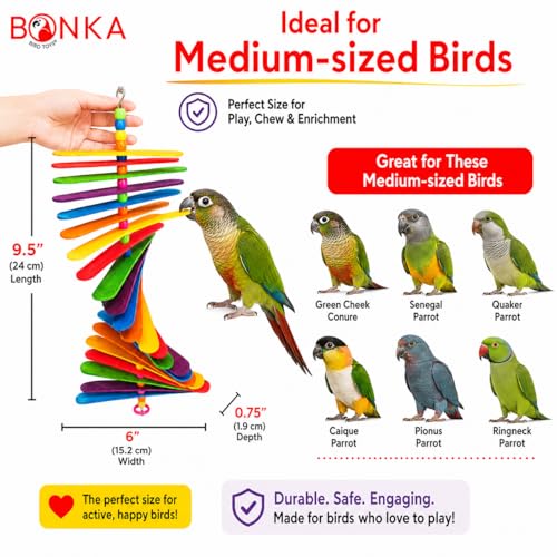 Bonka Bird Toys 867 Pk2 Big Stick 9.50" x 6", Medium Parrot Chew Cage Toy, Conure, Quaker, Pionus, and Similar - size: Pack of 2