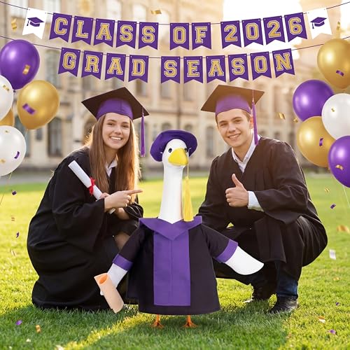 Abbylike Graduation Porch Goose Outfits Lawn Goose Clothes with Graduation Cap and Gown Fits Large 23'' Cement Statue - style: Graduation Season