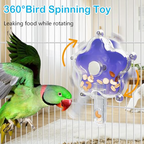 BNOSDM Bird Foraging Toys Cockatiel Foraging Wheel Parrot Cage Spinning Toys Parakeet Enrichment Puzzle Feeder Toy for Budgies Lovebirds Canaries (Purple) - color: Purple
