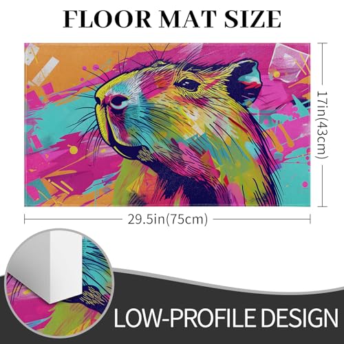 Colorful Capybara Doormat 17x29.5 Inch, Pop Art Style Indoor Door Mat, Funny Animal Non-Slip Welcome Rug Gifts for Living Room, Kitchen, Bedroom,Farmhouse Decor - color: Colorful Capybara