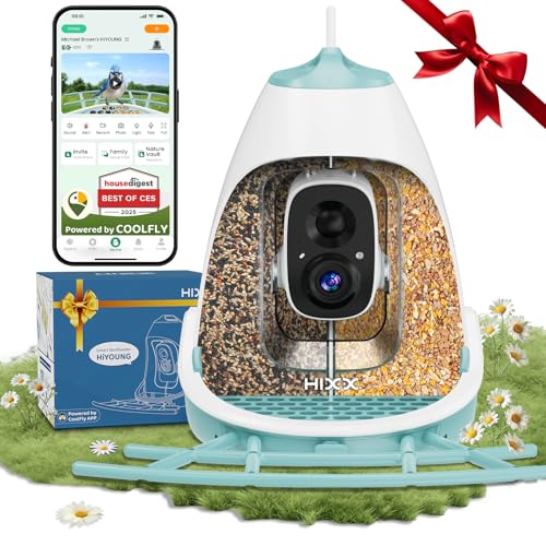 Smart Bird Feeder with Camera – 2K HD, Free Lifetime AI Bird Identification | Solar Powered, Motion Alert, 2.4GHz WiFi, Dual Seed Compartments – Outdoor Bird House Camera for Bird Lovers - color: Sky Blue