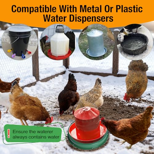 Chicken Water Heater Base, 125W Freeze Protection for Poultry Drinkers | Thermostatic heated base prevents frozen water, fits 1-5 gallon metal or plastic chicken waterers for winter coops - size: 1 PACK