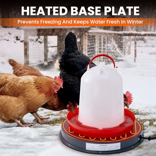 Chicken Water Heater for Winter – 125W Livestock Water Heater for Plastic Tank or Metal Water Bucket (5–7 Gallons 15.35") Base Plate Heated Chicken Waterer, Calentador de Agua para Pollos