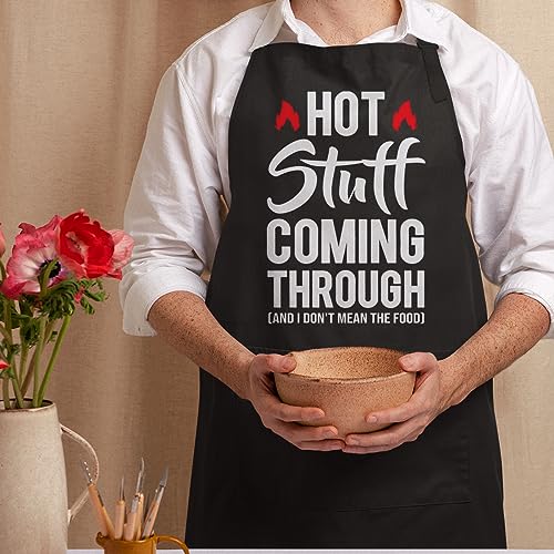 SANDJEST Funny Mens Aprons with Pockets for BBQ Grilling Cooking Grandpa Husband Apron for Birthday Christmas Father's Day - color: Funny 3