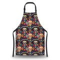 Chef Apron for Men Mexican Sugar Skulls Flowers Craft Aprons for Women for Kitchen Cooking Restaurant BBQ Painting Crafting 27” (W) x 31” (H), Waterproof Aprons - color: Mexican Sugar Skulls Flowers