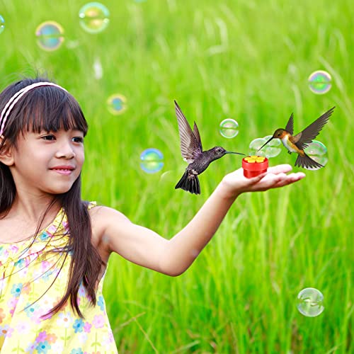 8 Pcs Hummingbird Feeder Handheld Window Flower Mini Hand Held Hummingbird Ring Feeders Wild Bird for Outdoors Backyard Birdwatcher Gifts Supplies(Red Bottom) - color: Red Bottom