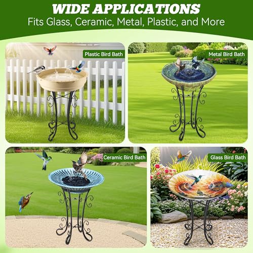 Outdoor Metal Bird Bath Stand, Sturdy Birdbath Bowl Stand, 16.6 Inch, Fade and Weather Resistant, Outdoor Decoration for Glass BirdBaths, Garden Yards Lawn (Ornate) - style: Ornate