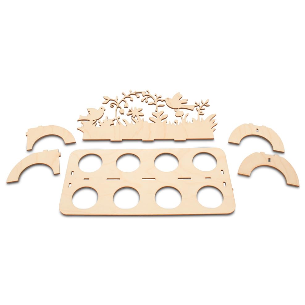 Wooden Egg Holder Kit for Countertop, Garden Scene, 10-Inch, 1/8 Inch Thick, Easter Crafts, by Woodpeckers