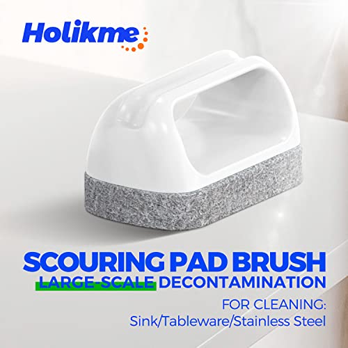 Holikme 7 Pack Cleaning Brush Scrub Brush Kitchen Brush for Floor,Brown | Deep Cleaning Brush Set, Scrub Pads with Scraper Tip for Pool Walls, Bathroom, Grout, Floor, Bike, Tub, Shower - color: Brown