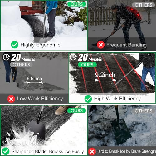 Walensee Floor Scraper, Long Handle Flat Shovel for Weeding and Lawn Edging | Wide Flat Blade Removes Weeds, Moss And Debris From Yards, Patios And Sidewalks, Also Scraping Light Ice And Snow In Winter.