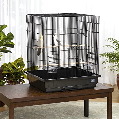 Prevue Pet Products Square Top Parakeet Cage, Black 25.0" L x 21.0" W x 29.5" H - color: Black