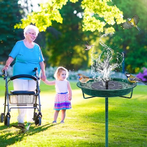 Metal Bird Bath for Outside, 36.2" Height Birdbath Bowl Standing Bird Feeders for Outdoors with 4 Prongs Base Stake, Freestanding Birdfeeders for Garden Yard Lawn Decor (Retro Green) - color: Retro Green
