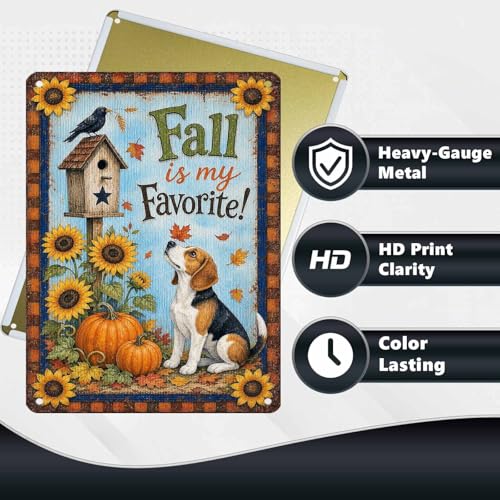 Fall Is My Favorite Beagle Dog Birdhouse Tin Sign Autumn Sunflower Wall Art for Living Room Bedroom Kitchen Porch Entryway and Farmhouse Home Decor 16 * 12In - color: Vintage Thanksgiving Tin Sign 12, size: 30X40cm(12*16in)
