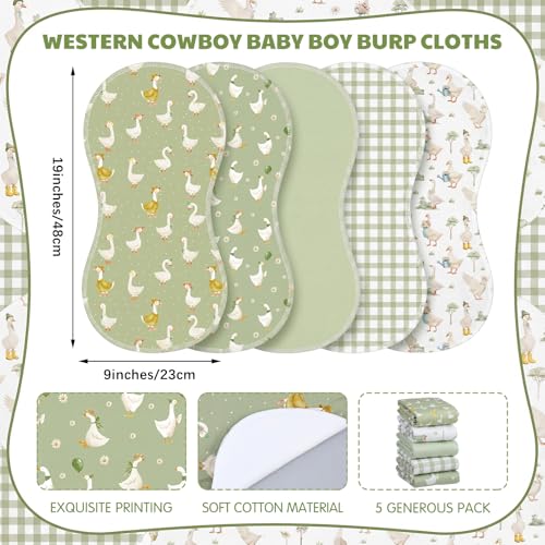 SmoothNovelty 5 Pack Silly Goose Baby Burp Cloths Soft Absorbent Burping Rags for Newborns 19"x9" Spit up Cloths for Boy Girl Newborn Baby Shower Registry Gifts Set Nursery Decor - style: Silly Goose