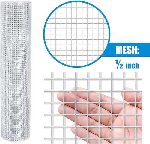 Fencer Wire 19 Gauge Hardware Cloth Metal Wire Mesh 1/2" x 1/2", Galvanized Welded Cage Wire Poultry Netting Square Chicken Snake Fencing Gopher Fence (6 ft. x 50 ft.) - size: 6x50 Feet