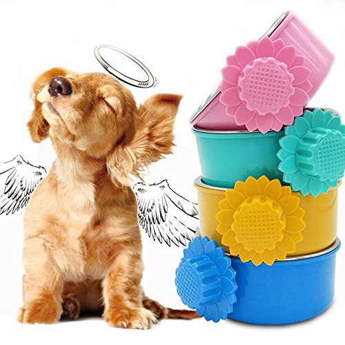 DEVILMAYCARE Pet Feeder Dog Bowl Stainless Steel Food Hanging Bowl Crates Cages Dog Parrot Bird Pet Drink Water Bowl Dish Accessory (L: 6''x2.2'', Pink) - color: Pink, size: L:6''x2.2''