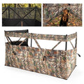 Goplus 4-Panel Hunting Blind, 3-Person See-Through Ground Blind Tent with Silent Windows, Dog Doors, Carrying Bag, Portable Resilient Field Camouflage Concealed Shelter for Duck Waterfowl Hunting